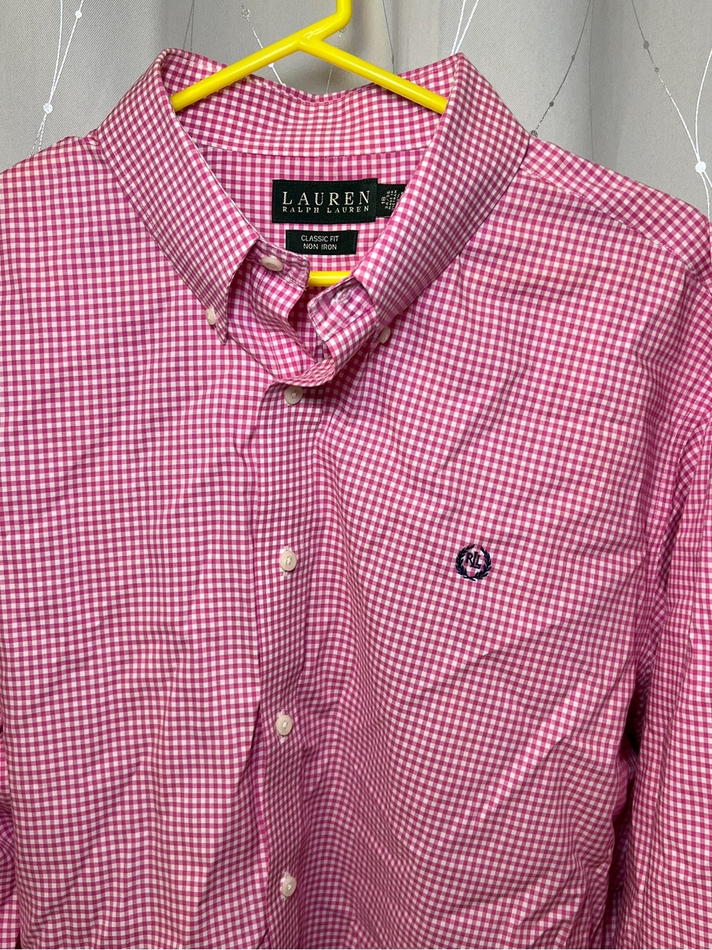 Ralph Lauren Men's 18 34/35 Long Sleeve Button Down Shirt Pink/White Checkered